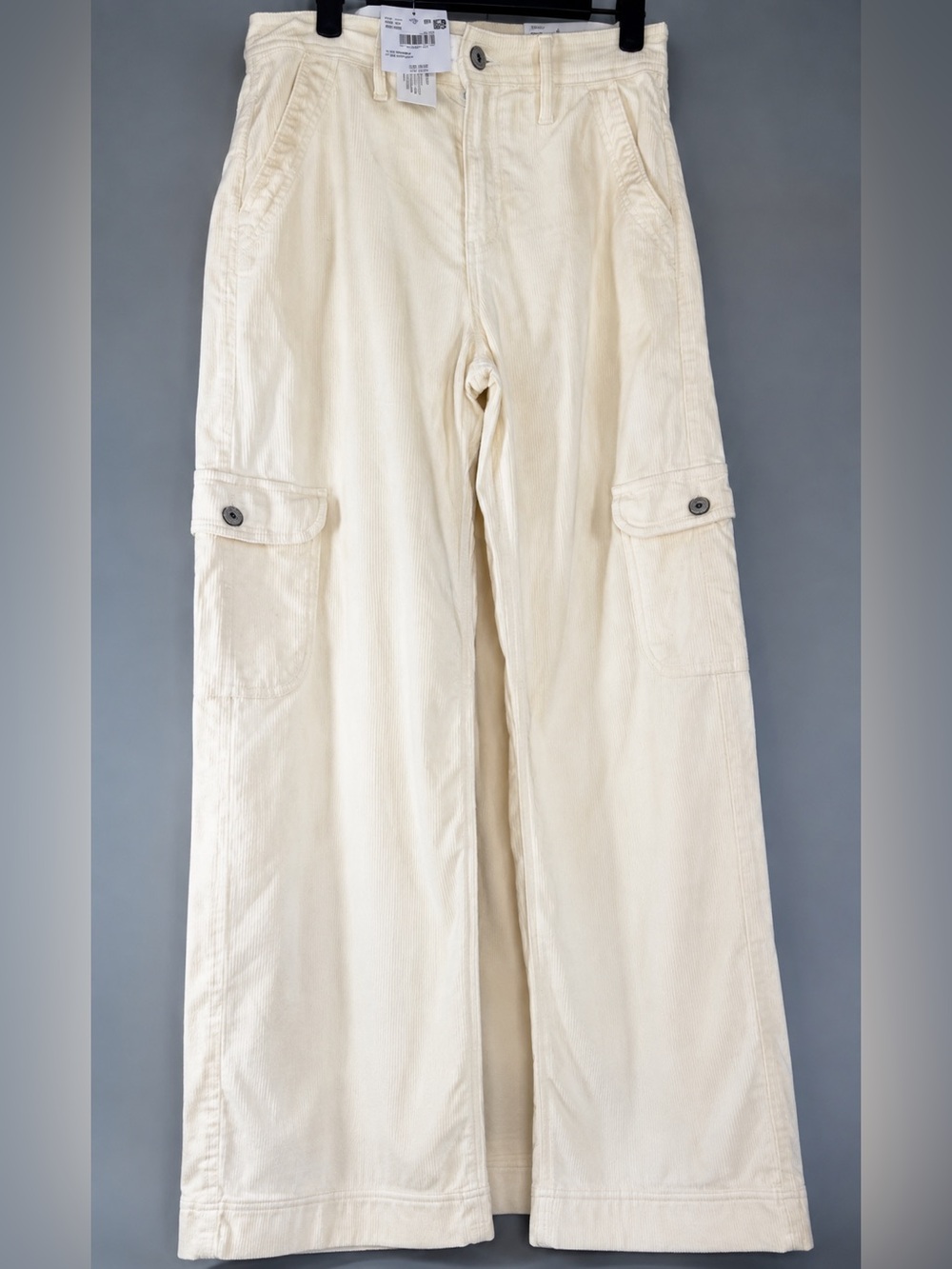 American Eagle High-Rise Baggy Wide Leg Cargo Pants Women's Size 0/25 Cream NWT